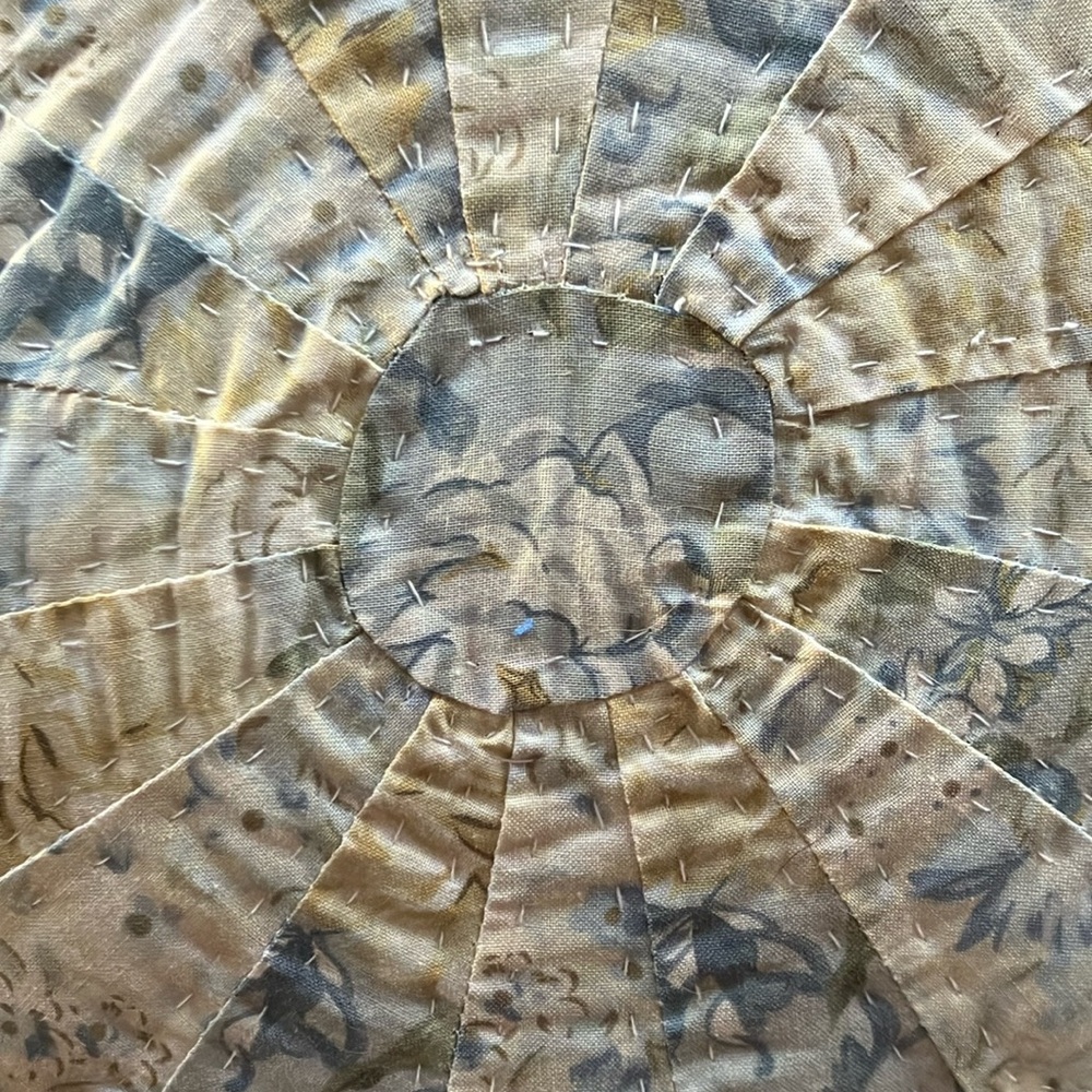 Blue and Cream Quilted Throw Pillow - Picture 3 of 11